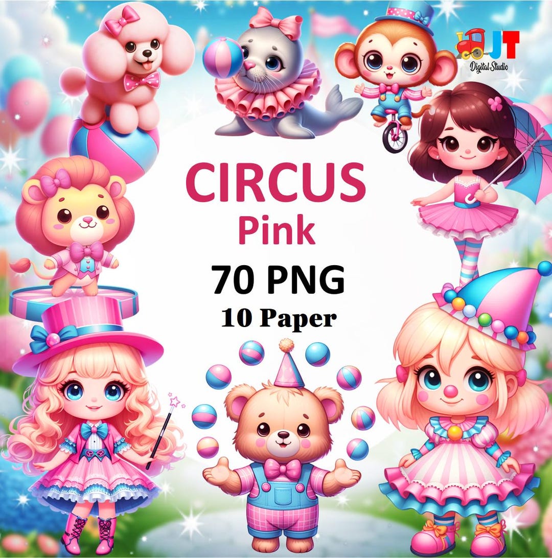 Pink Circus Watercolour Clipart Bundle, Digital Download, Commercial ...
