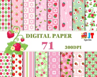 Papel digital de fresa, invitación, cumpleaños, baby shower, fondo, cuadros, fresa