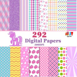 Mega Pack Of My Little Pony Digital Papers, Printable, Scrapbooking, Background, Pattern, Party, Clipart