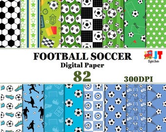 Papel digital de fútbol + imágenes prediseñadas para descarga instantánea / JPEG