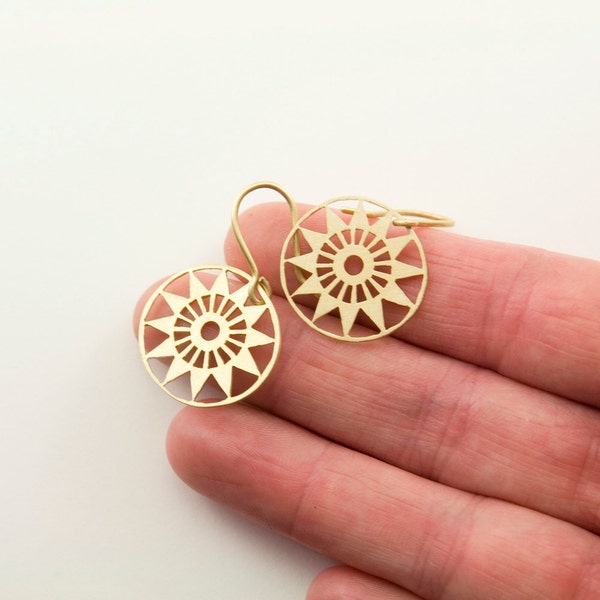 MANDALA brass handsawed earrings