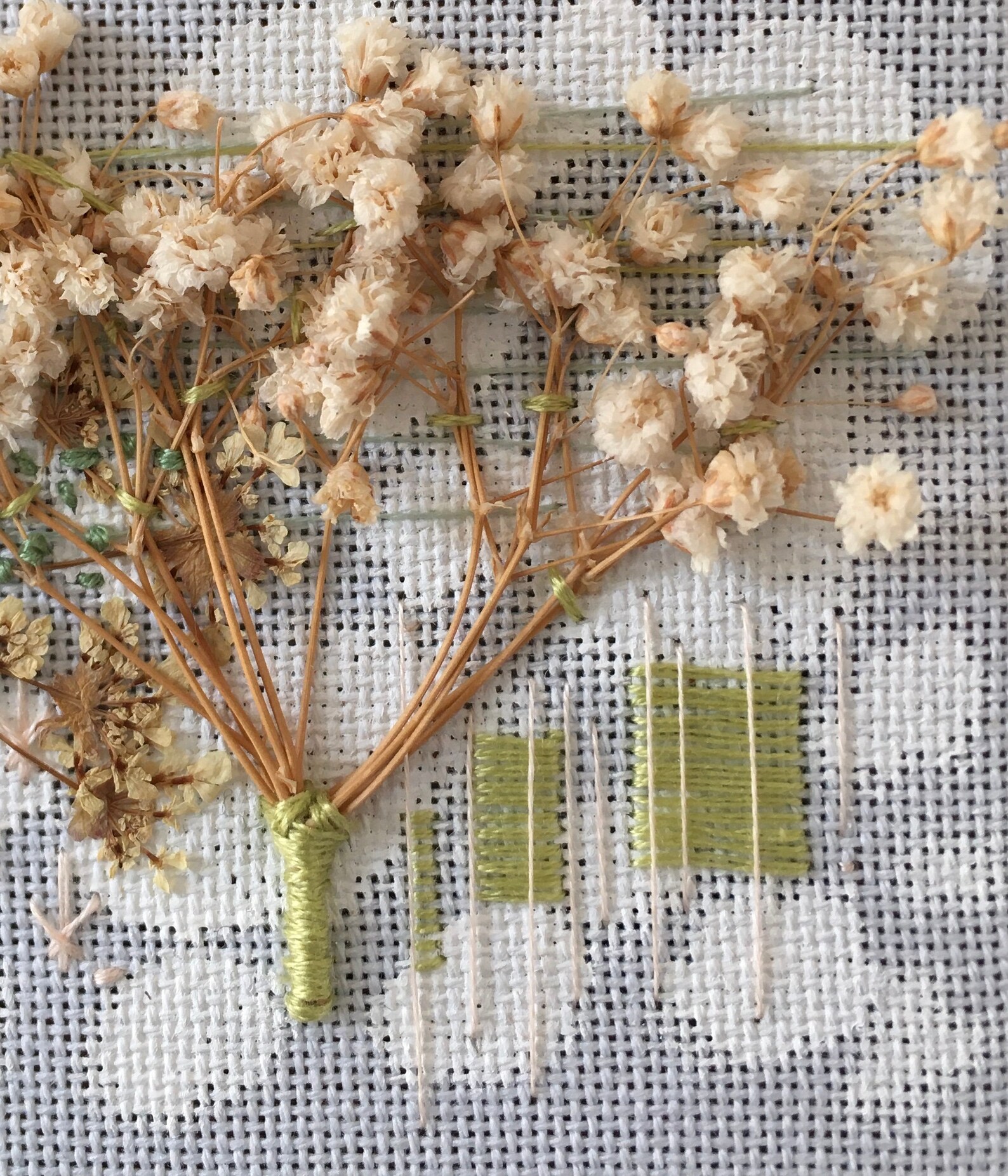 Embroidery Art Dried Flowers Etsy