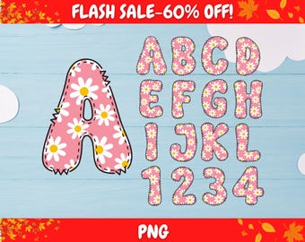 Floral Alphabet SVG Bundle, Boho Floral Alphabet png, Daisy Letters svg, A to Z png Bundle, Girls Font svg, Pink Flower Letter Monogram