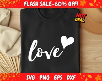Love Heart SVG, Valentine Word Cut File (Digital Download)