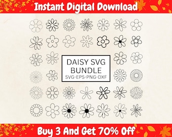 Daisy SVG Bundle, Daisy Outline SVG, Floral Outline SVG, Daisy Clipart Bundle, Botanical Line svg, Cricut Flower svg, Minimalist Daisy