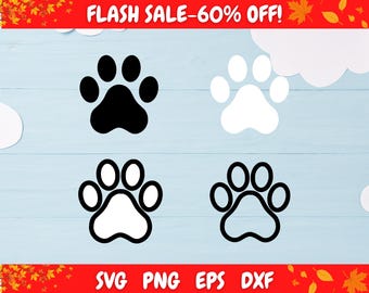 Paw Print SVG Bundle Dog Cat Paw Outline Clipart Pet Lover SVG PNG eps dxf for Cricut and Silhouette