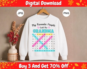 Personalized Grandma Puzzle Gift, Nana Puzzle Gift, Family Name Puzzle Shirt PNG, My Favorite People Word Search TShirt, Custom Name Gift