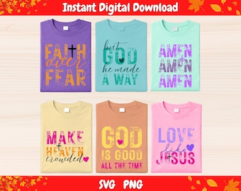 Christian PNG Bundle – Neon Faith SVG & Bible Verse PNG, Jesus png, Amen png, God Is Good png, Love Like Jesus, Make Heaven Crowded