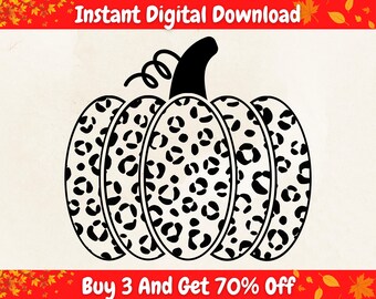 Leopard Print Pumpkin SVG, Layered Fall Cut File (Digital Download)
