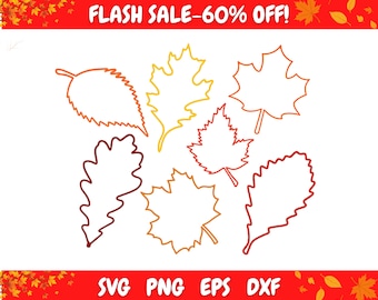 Fall Leaf SVG Bundle, Autumn Leaf Outline SVG, Fall Leaf Cut File, Autumn Leaves SVG, Botanical Leaf svg for Cricut, Thanksgiving svg