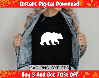 Bear Silhouette Clipart, Wildlife Graphic, Black Bear Design (Digital Download)