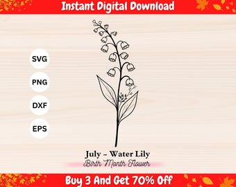 Lírio-do-vale em SVG – Flor de Nascimento de Maio em SVG, Arquivo SVG Floral de Linha Única, Clipart Botânico, Design de Flor para Cricut, Clipe de Flor de Lírio-do-vale
