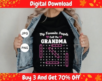 Grandma Word Search Personalized Puzzle, Nana Word Puzzle Gift, Grandma Name Puzzle Shirt Design, Custom Grandma Shirt, Printable Nana Gift