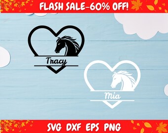 Custom Horse Heart SVG, Monogram Cut File (Digital Download)