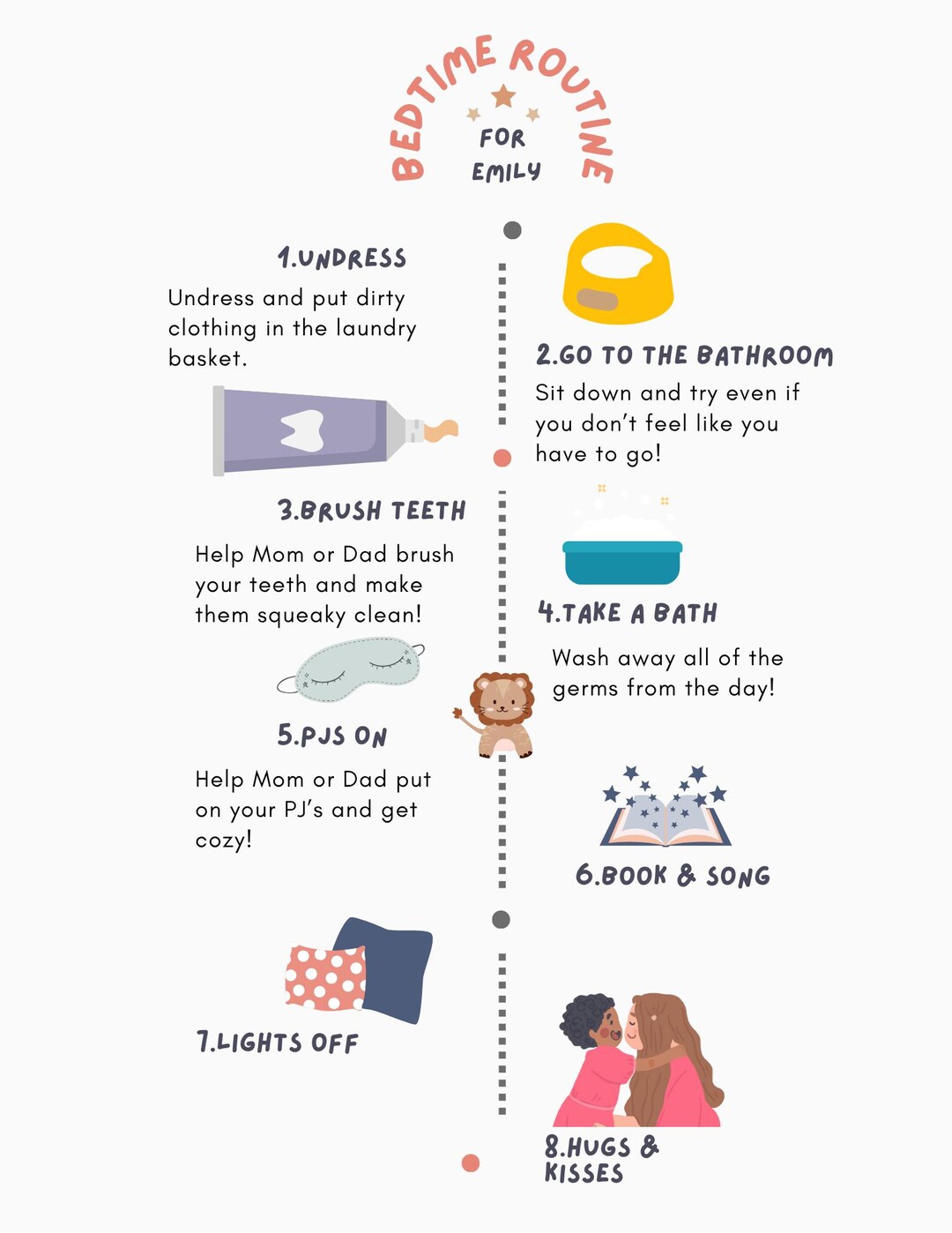 Personalised Bedtime Routine Chart Personalized Bedtime Routine Chart - Etsy