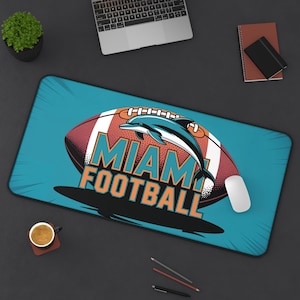 Miami Football HD-tryck Halkfri skrivbordsmatta Kontor Hemma Musmatta Sportfan Gåva Ultraslät yta Gummibaksida