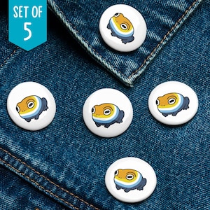AroAce Frog Pins Set of 5 – Kawaii Chonk Frog Pride Buttons (1.25 inch)