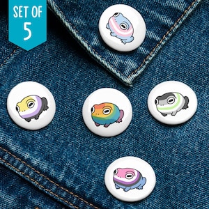 Pride Frog Pins – Rainbow, Nonbinary, Transgender, Agender, Genderfluid (Set of 5)