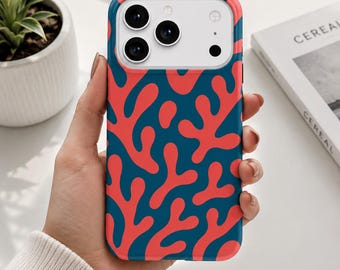 Custodia per telefono Matisse, custodia per telefono resistente con motivo astratto corallo, custodie per iPhone 17, iPhone 17 Pro, iPhone 16, cover per Samsung S25 S24 S23