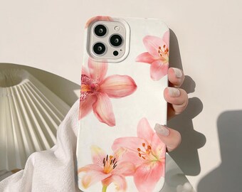 Custodia per telefono resistente con motivo floreale: design con fiori di ibisco rosa