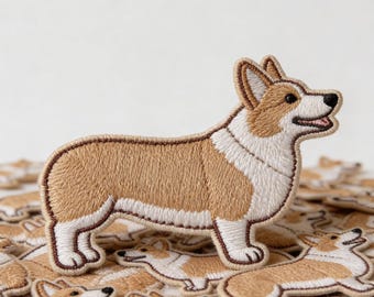 Corgi Dog Embroidered Iron On Patch | Cute Puppy Applique | Animal Embroidery Patch | Jacket Backpack Decor | Pet Lover Gift