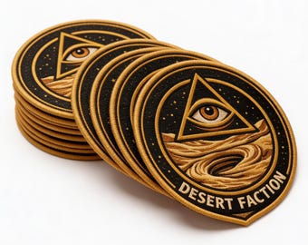 All Seeing Eye Embroidered Patch, Desert Faction Patch, Occult Symbol Patch, Iron On Patch, Sew On Patch, Jacket Hat Backpack Decor