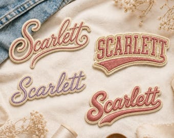 Personalized Script Name Patch, Custom Embroidered Heart Name Applique, Iron On Backpack Jacket Patch Gift
