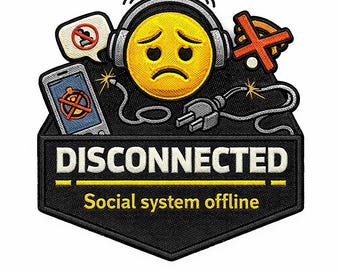 Disconnected Patch Social System Offline Funny Embroidered Badge Introvert Humor Iron On Patch Gift