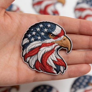 USA 250th Anniversary Patriotic Eagle Embroidered Patch | American Flag Feather Design | Semiquincentennial Commemorative Iron On Applique