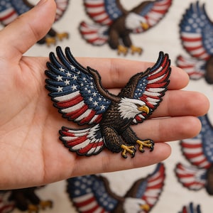 USA 250th Anniversary Patriotic Eagle Embroidered Patch | American Flag Wings Commemorative Iron On Applique