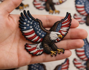 USA 250th Anniversary Patriotic Eagle Embroidered Patch | American Flag Wings Commemorative Iron On Applique