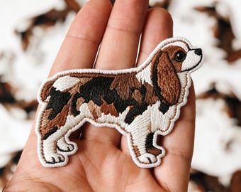 Cavalier King Charles Spaniel Embroidered Iron On Patch | Dog Lover Gift | Cute Animal Applique for Jacket Jeans Backpack