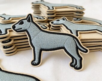 Blue Dog Embroidered Iron On Patch | Cute Animal Applique for Jackets, Jeans, Bags | DIY Craft Patch