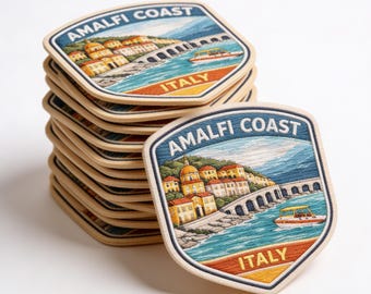 Amalfi Coast Italy Embroidered Patch, Travel Souvenir Badge, Coastal Landscape Iron On Patch, Europe Vacation Gift
