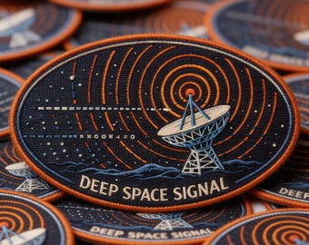 Deep Space Signal Embroidered Patch - Radio Telescope Astronomy Iron On Patch - Satellite Dish Space Explorer Badg