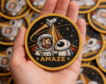 Astronaut Rocket Embroidered Patch - Amaze Space Adventure Iron On Applique for Jackets Backpacks