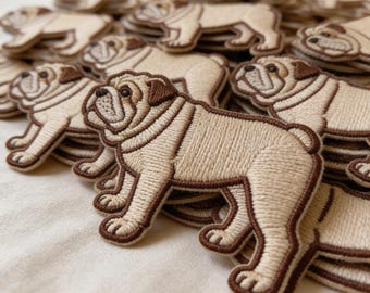 Cute Bulldog Embroidered Iron On Patch | Dog Lover Gift | Jacket Patch | Embroidery Applique