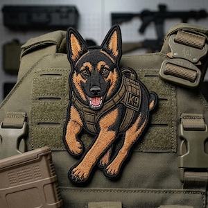 German Shepherd Tactical Patch, Embroidered K9 Police Dog Morale Badge, Military Vest Emblem, Service Dog, Iron On Sew On Badge