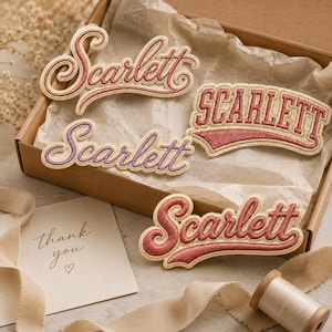 Personalized Script Name Patch, Custom Embroidered Heart Name Applique, Iron On Backpack Jacket Patch Gift image 5