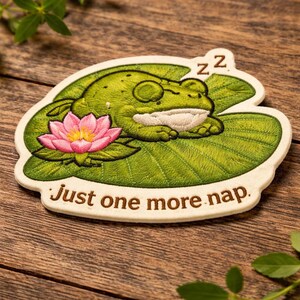 Funny Frog Patch Just One More Nap Cute Frog Embroidered Patch Iron On Aesthetic Frog Gift Sleepy Frog Patch