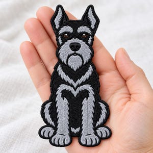 Giant Schnauzer Embroidered Patch, Black Schnauzer K9 Iron On Patch, Working Dog Tactical Harness Vest Sew On Badge