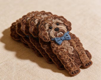 Cute Doodle Dog Embroidered Patch | Iron On Puppy Applique | Handmade Animal Embroidery Patch | Jacket Bag Jeans Decor | Pet Lover Gift