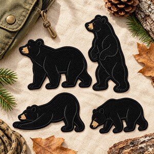 Grizzly Bear Wilderness Applique | Forest Animal Iron On Badge | Black Bear Jacket Patch | Nature Decor