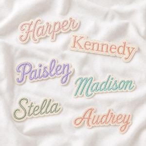Custom Cursive Name Patch For Backpack, Embroidered Kids Bag Applique, Iron On Sew On School Name Patch
