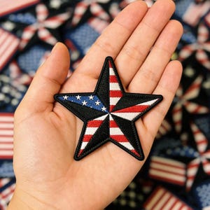 American Flag Star Embroidered Patch | Patriotic Iron On Applique | USA Stars and Stripes Sew On Badge | Jacket Vest Backpack Decor
