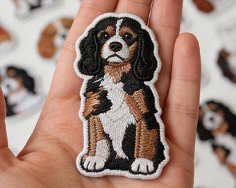 Cavalier King Charles Spaniel Embroidered Iron On Patch | Cute Dog Puppy Applique Badge | Jacket Backpack Jeans Decor | Pet Lover Gift