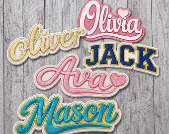 Custom Name Patch Embroidered 2D, Personalized Name Patch Iron, Custom Name Embroidery Patch for Jacket Backpack Kids Clothes Name Tag Patch