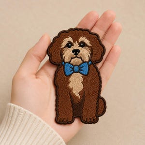 Cute Doodle Dog Embroidered Patch | Iron On Puppy Applique | Handmade Animal Embroidery Patch | Jacket Bag Jeans Decor | Pet Lover Gift