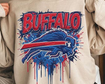 Buffalo Football Vintage Sweatshirt T-Shirt, Embroidery-like print design, Buffalo New York,Buffalo Bill Fan Gift,Sunday Football Hoodie