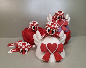 Huevo de dragón del amor impreso en 3D: coleccionable articulado, caja de regalo